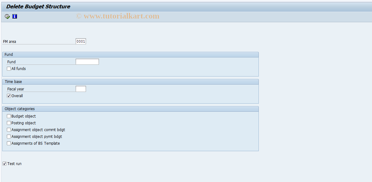 SAP TCode FM9M - FM: Delete Budget Structure