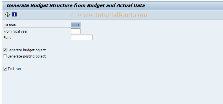 SAP TCode FM9N - FM: Generate Budget Object