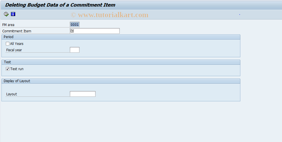 SAP TCode FM9X - FM: Delete Budget 1 Commitment Item