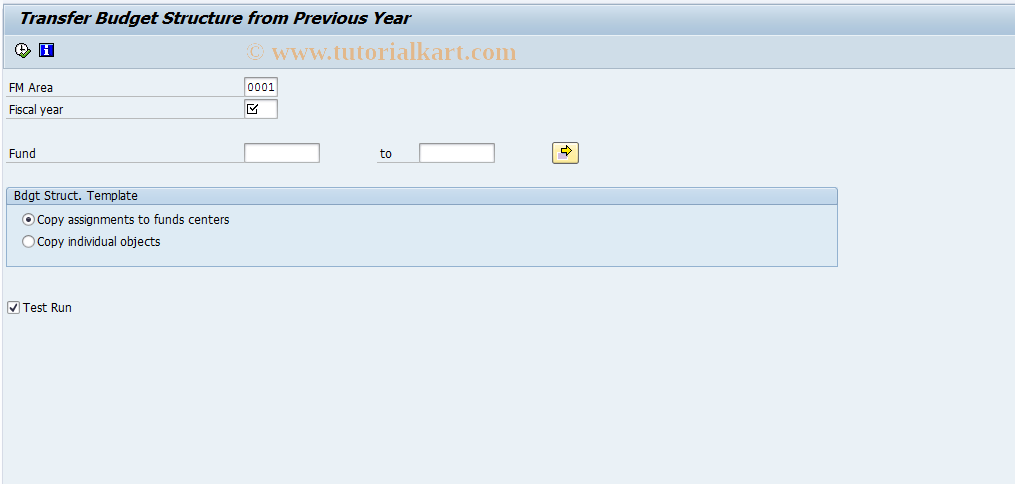 SAP TCode FM9Z - FM: Transfer Budget Structure