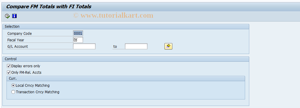 SAP TCode FMAD - Leveling: FI-FM Totals Records