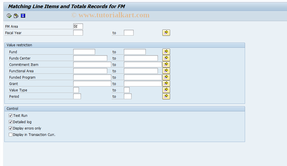 SAP TCode FMAF - Level Line Items and Totals Items