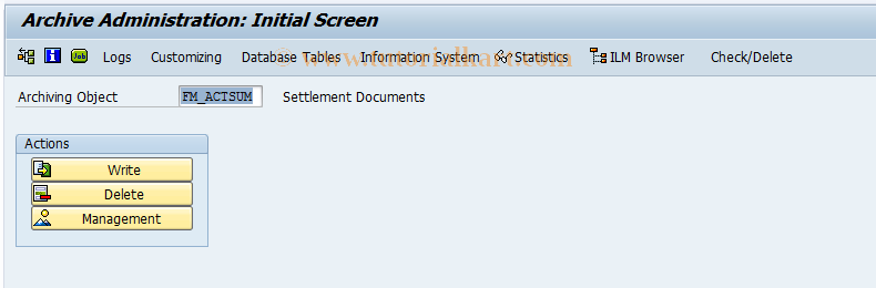 SAP TCode FMAR_AT - Archive Totals Records for Cmmt/ Actual 