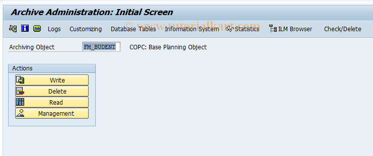 SAP TCode FMAR_BE - Archive Budget Entry Documents