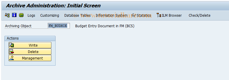 SAP TCode FMAR_BH - Archive Budget Hierarchy Documents
