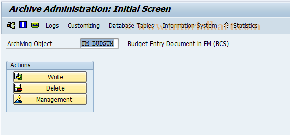 SAP TCode FMAR_BT - Archive Budget Totals Records