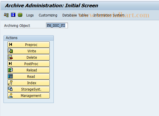 SAP TCode FMAR_FI - Archive FI Line Items