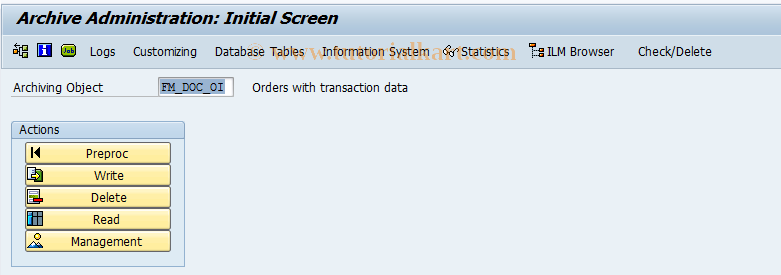 SAP TCode FMAR_OI - Archive Commitment Line Items