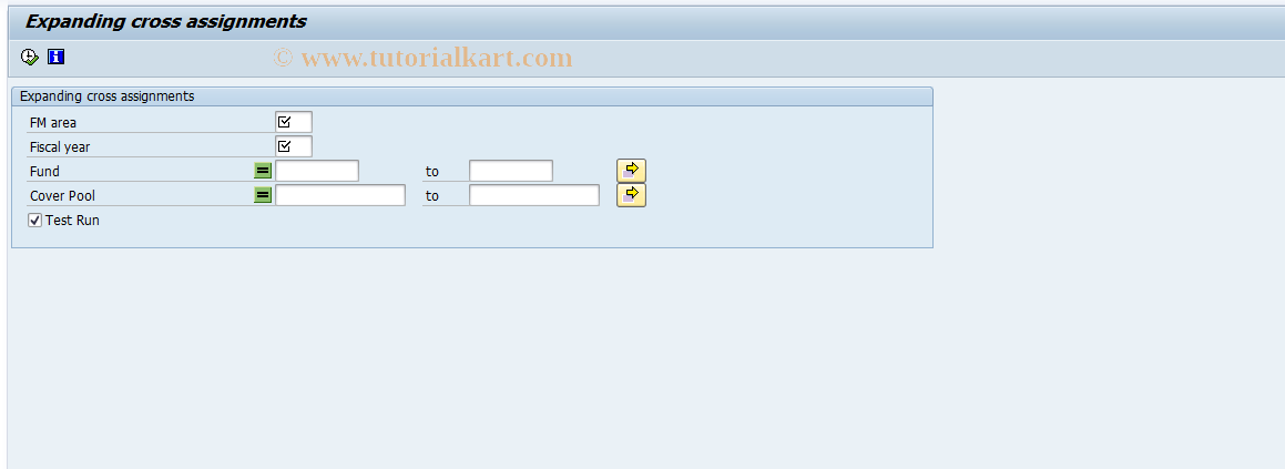 SAP TCode FMAVC1 - Prepare Cross Assignments Clearing