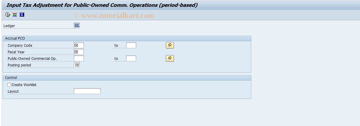 SAP TCode FMBG1 - Input tax adjustmnt(monthly) for PCO