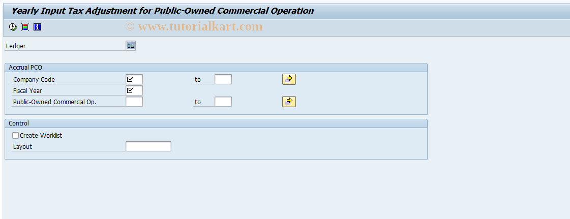 SAP TCode FMBG2 - Input tax adjustmnt (yearly) for PCO
