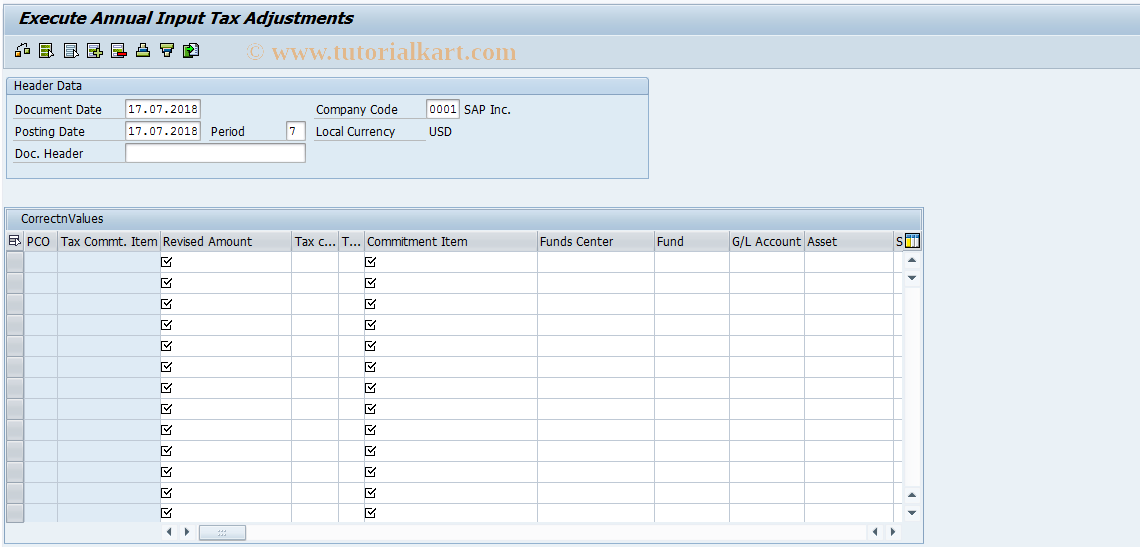 SAP TCode FMBGJ - Execute Annual Adjustments