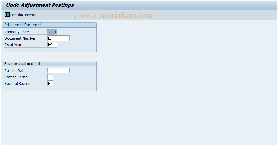 SAP TCode FMBGU - Reset Input Tax Adjustment