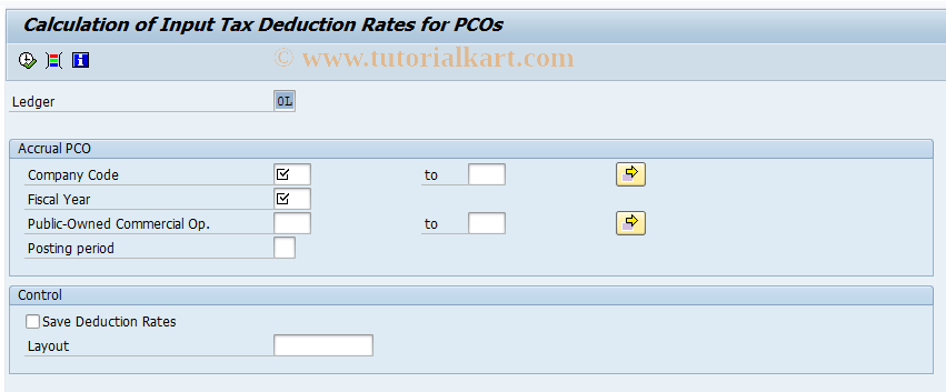 SAP TCode FMBGV - Calculate Input Tax Deduction Rate