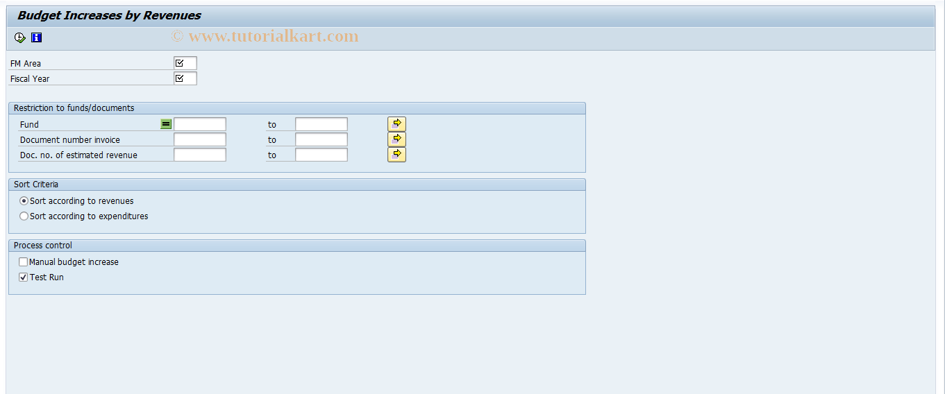 SAP TCode FMBI - Posting Line-Based Budget Increase