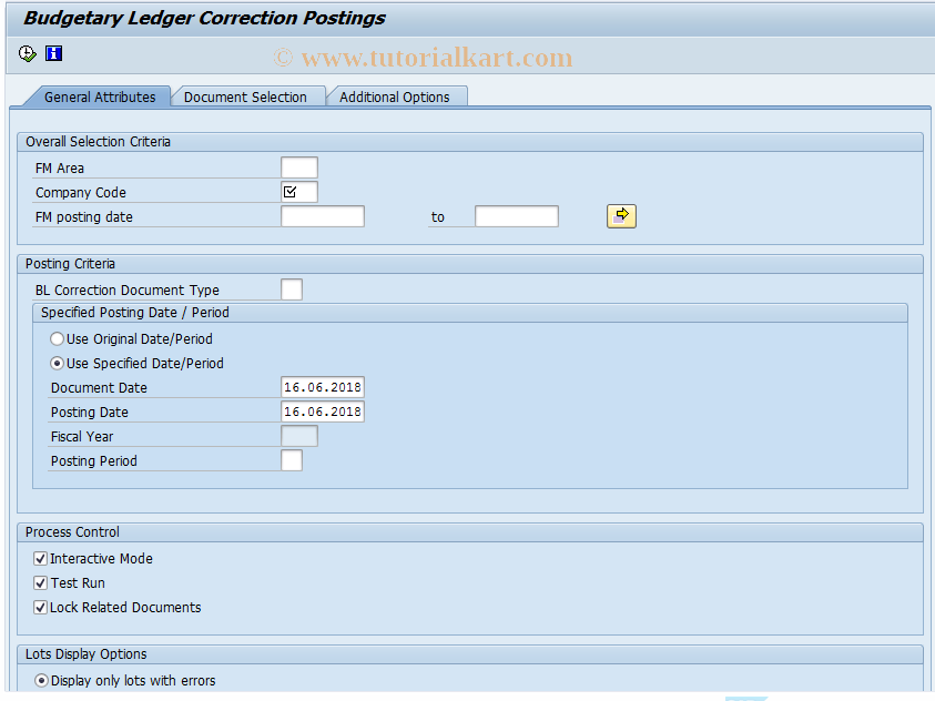 SAP TCode FMBLCORR - Budgetary Ledger Correction