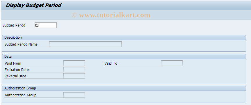 SAP TCode FMBPD_D - Budget Period: Display