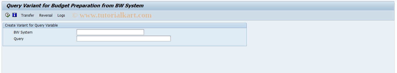 SAP TCode FMBPQV_BCS - Create Query Variant