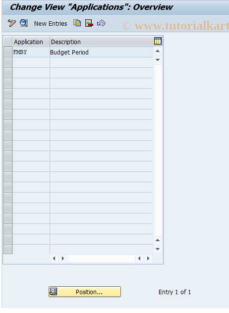 SAP TCode FMBY1 - Budget Period Control: Applications
