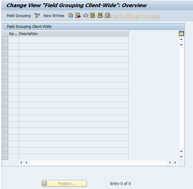SAP TCode FMBY108 - BP Ctrl: Field Grouping per Appl Obj