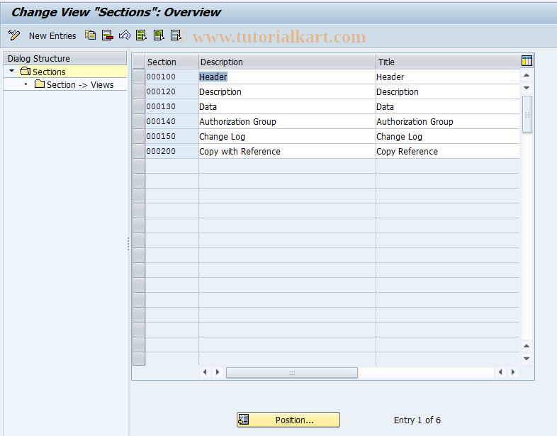 SAP TCode FMBY4 - Budget Period Control: Sections