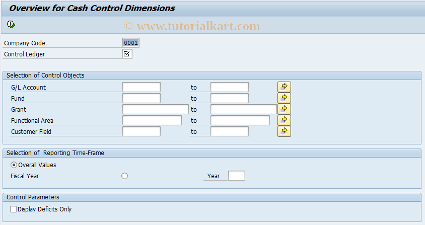 SAP TCode FMCCAVCOVERVIEWLIST - Cash control List