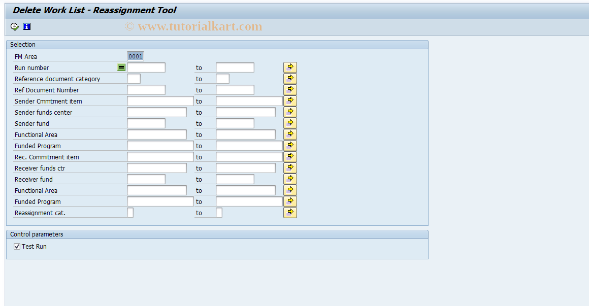 SAP TCode FMCD - Reassignment: Delete Work List