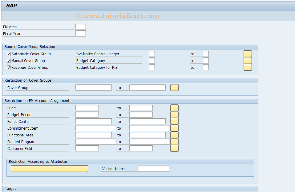 SAP TCode FMCECPYCG - Copy Cover Groups