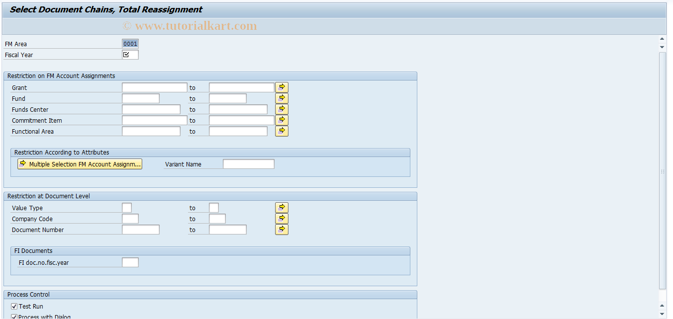 SAP TCode FMCG_CHAIN - Reassignment: Full Selection(Chains)