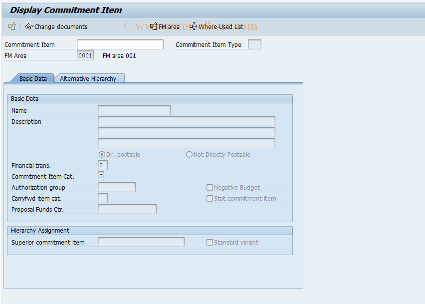 SAP TCode FMCIC - Display commitment item