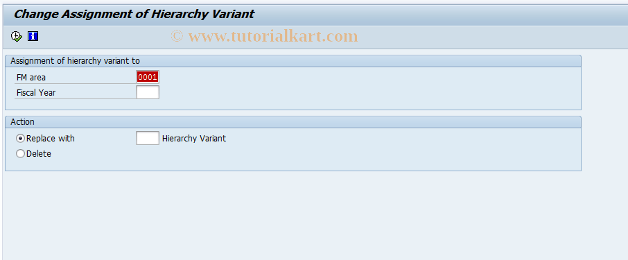 SAP TCode FMCI_REPLACE_HIVARNT - Replace Hierarchy Variant Assignment
