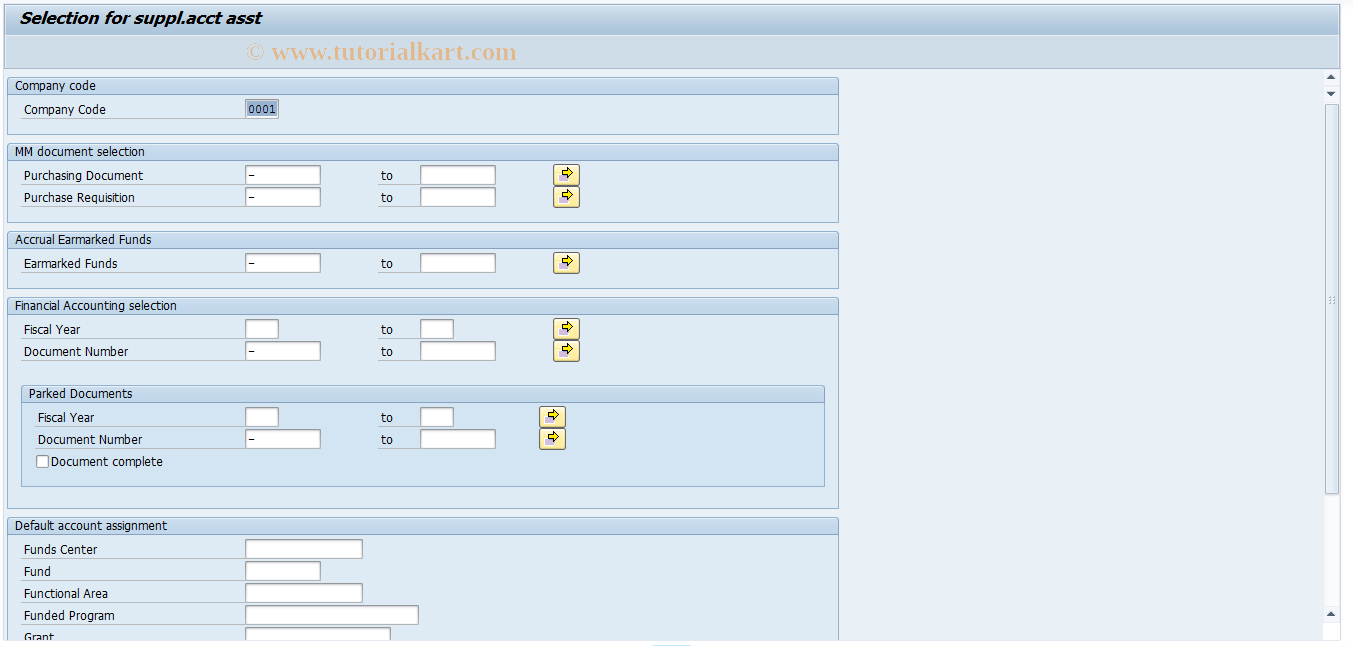 SAP TCode FMCN - Reassignment: Supplement.Account Assgt