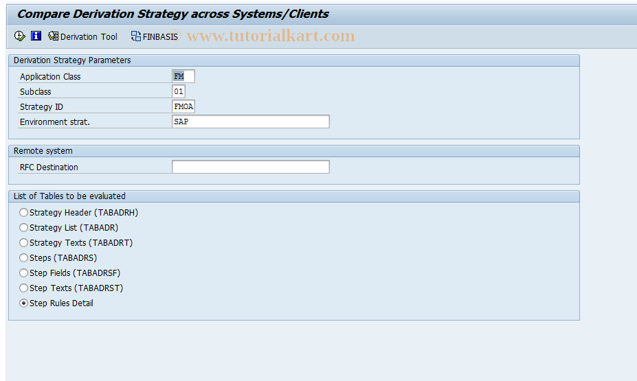 SAP TCode FMCOMPARESTRATEGY - Compare Derivation Strategy