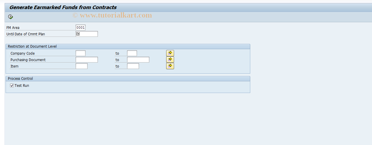 SAP TCode FMCP_EF_CREATE - Create Earmarked Funds for Contracts