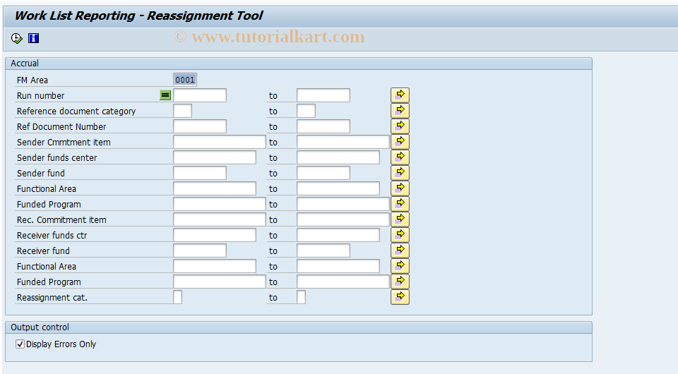 SAP TCode FMCR - Reassignment: Display Work List
