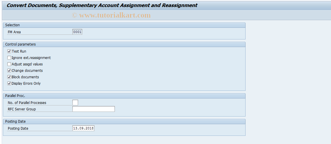 SAP TCode FMCT - Reassignment: Transfer