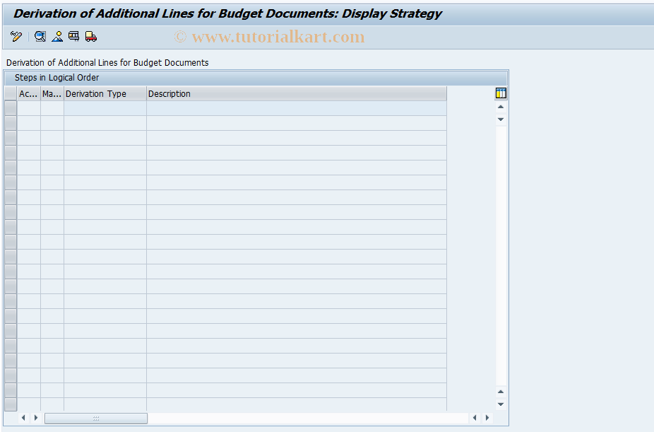 SAP TCode FMCUDERIVAL - Derivation strategy to create line