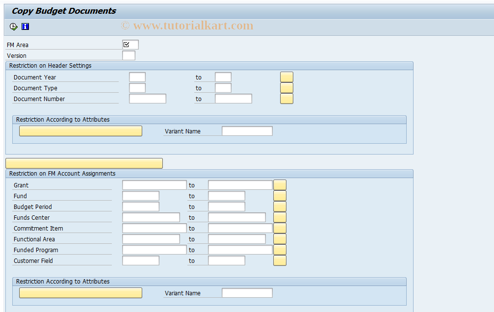 SAP TCode FMCYDOC - Copy Budget Documents