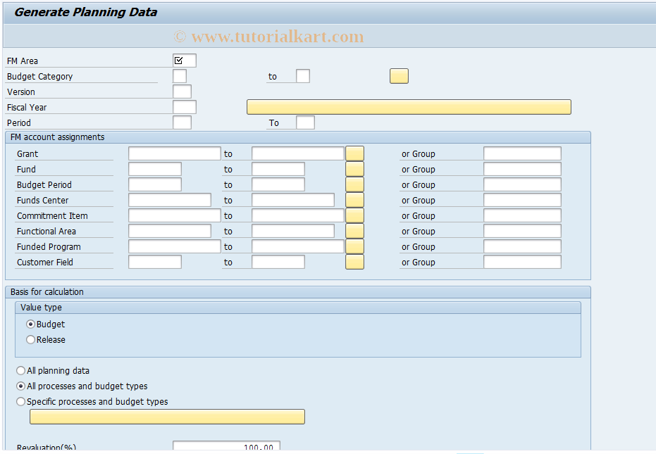 SAP TCode FMCYPREP - Copy budget data (preparation)