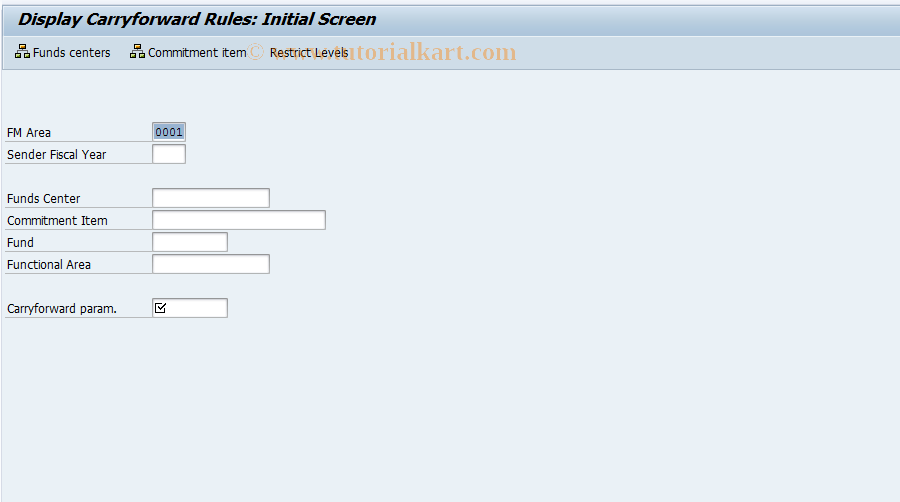 SAP TCode FMD2 - FM: Display Carryforward Rules