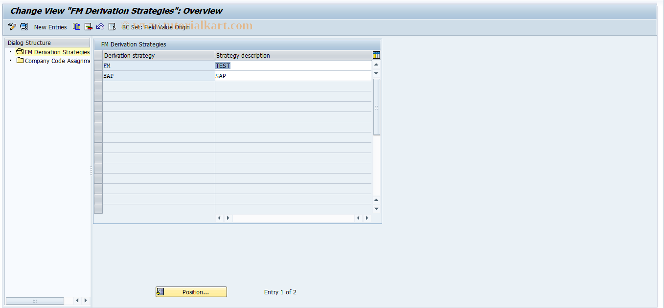 SAP TCode FMDERIVE - FM Object Assignment - Customizing