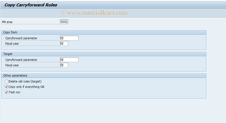 SAP TCode FMDS - Copy Carryforward Rules