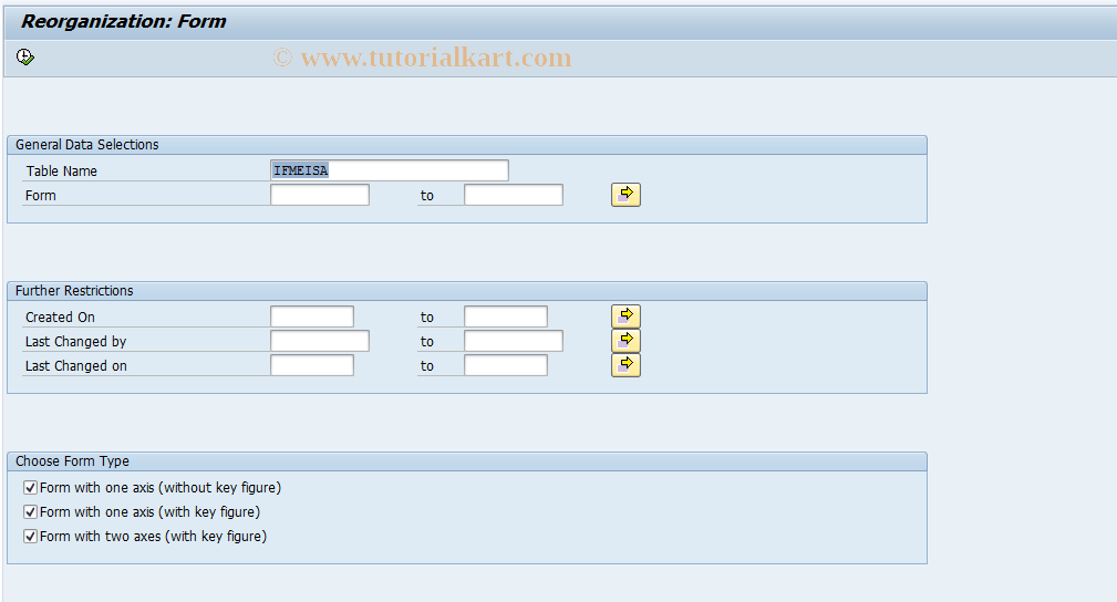 SAP TCode FME5 - Reorganize Forms