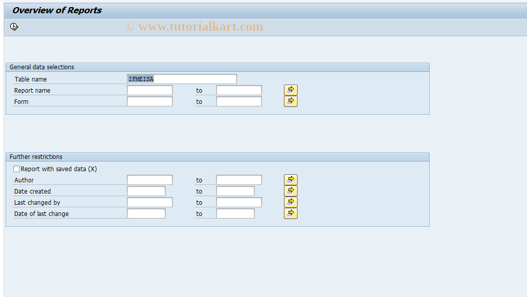 SAP TCode FME6 - Reorganize Drilldown Reports