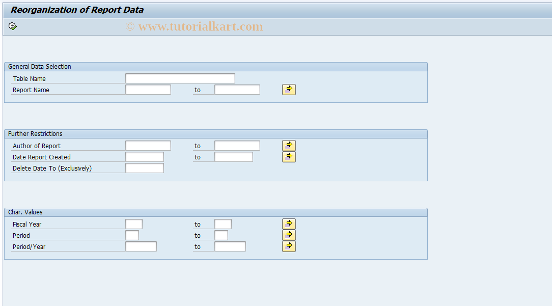 SAP TCode FME7 - Reorganize Report Data