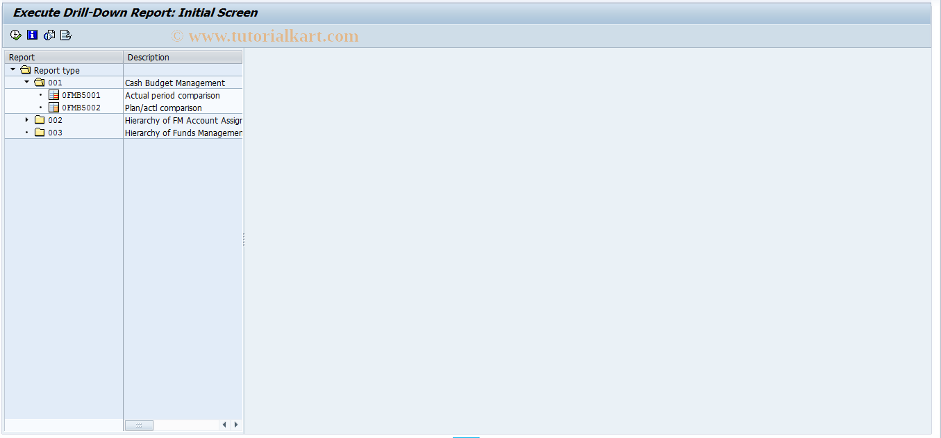 SAP TCode FMEQ - FMCA: Run Drilldown Report