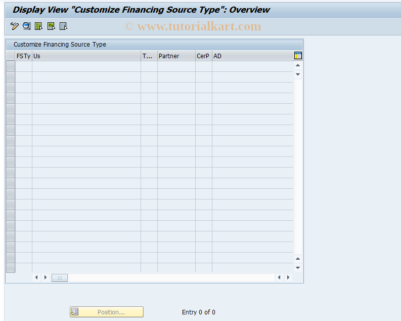 SAP TCode FMEUFFINTYP - Display Financing Source Type