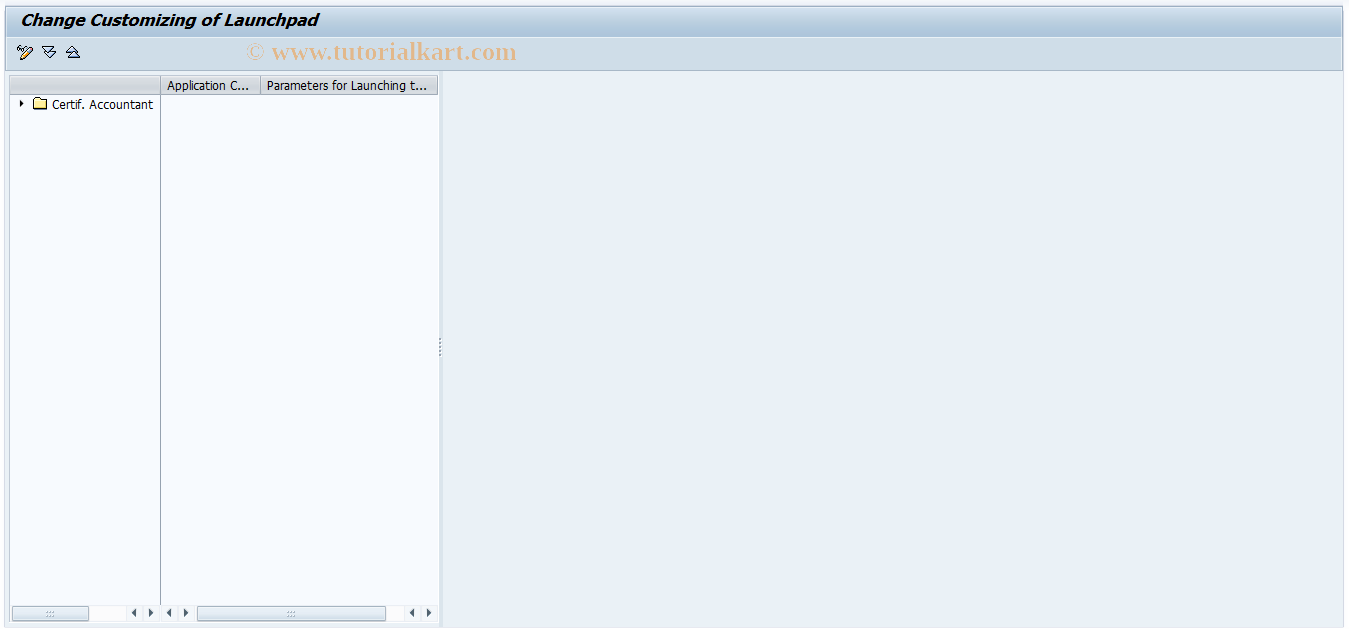 SAP TCode FMEUFLP2 - Set Up Launchpad for Cert. Accountnt