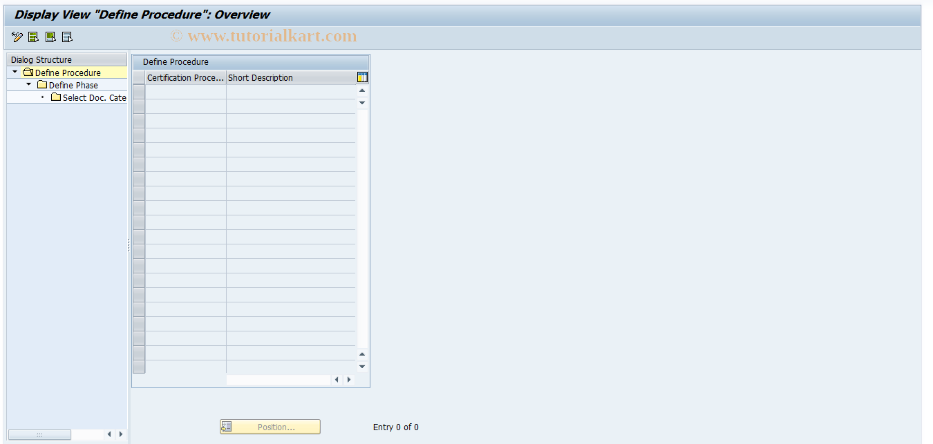 SAP TCode FMEUFPROC - Display Certification Procedure