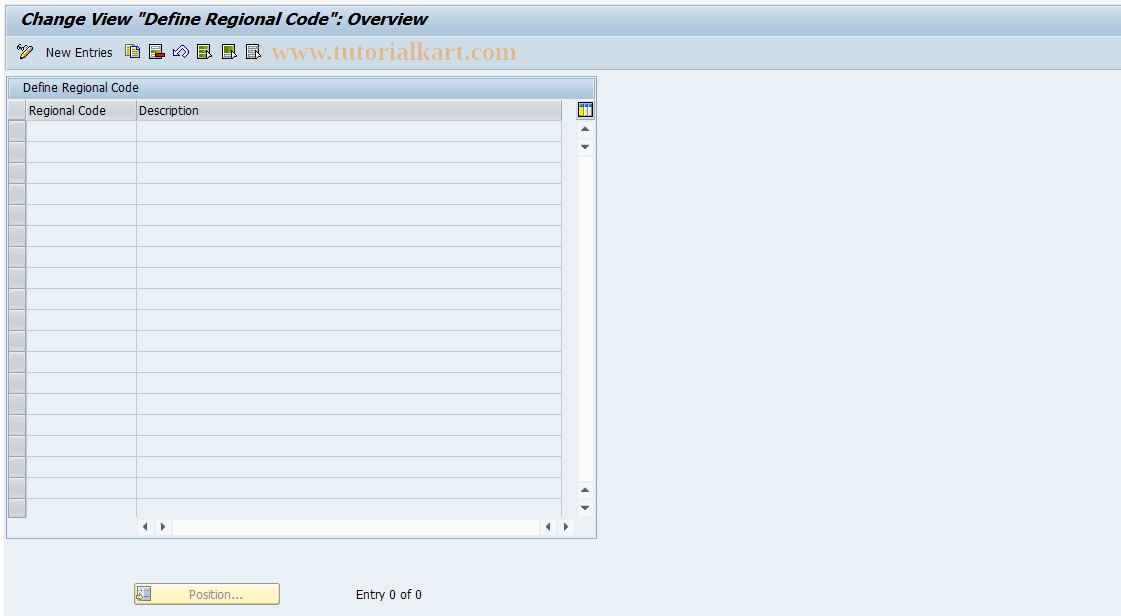 SAP TCode FMEUFRCODE - Maintain Regional Codes